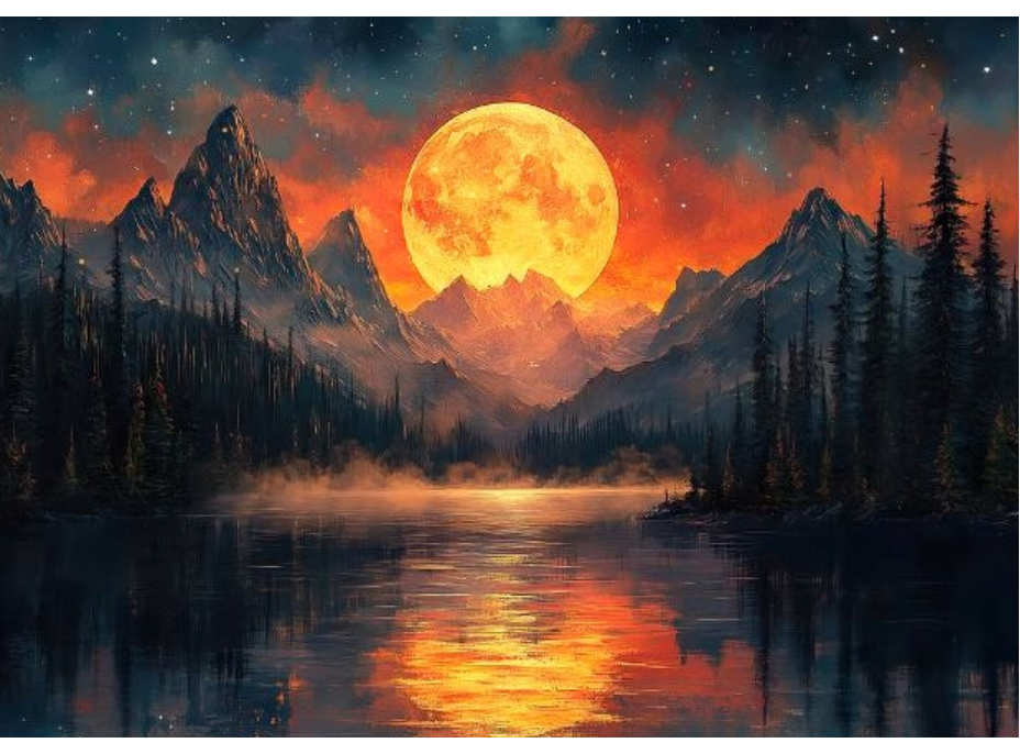 NORIMPEX Diamantové maľovanie Zlatý mesiac v horách 30x40cm