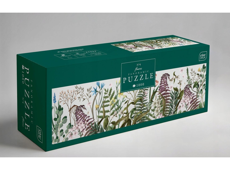 INTERDRUK Panoramatické puzzle: Flowers: Paprade a kvety 1000 dielikov