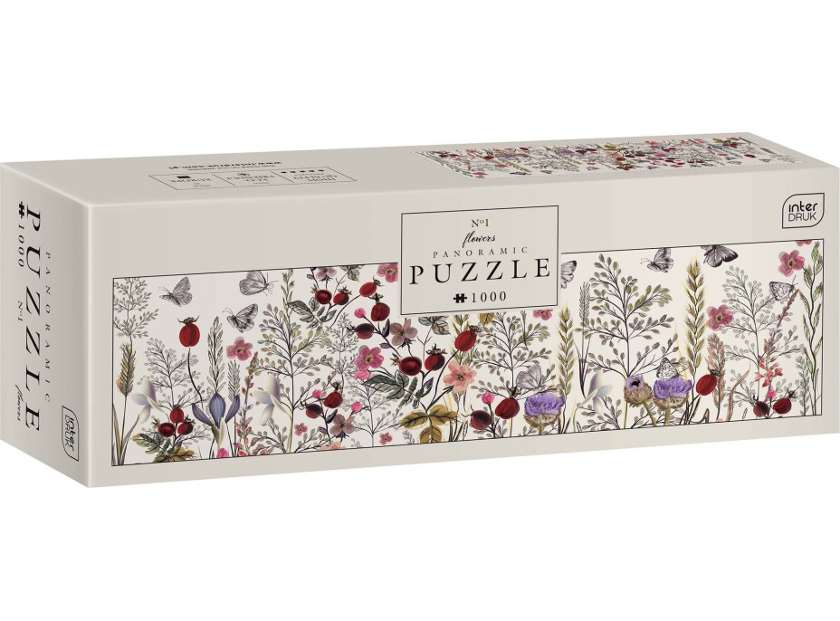 INTERDRUK Panoramatické puzzle: Flowers: Rozkvitnutá lúka 1000 dielikov