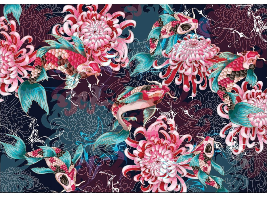 INTERDRUK Puzzle Secret Garden: Koi kapry a chryzantémy 1000 dielikov