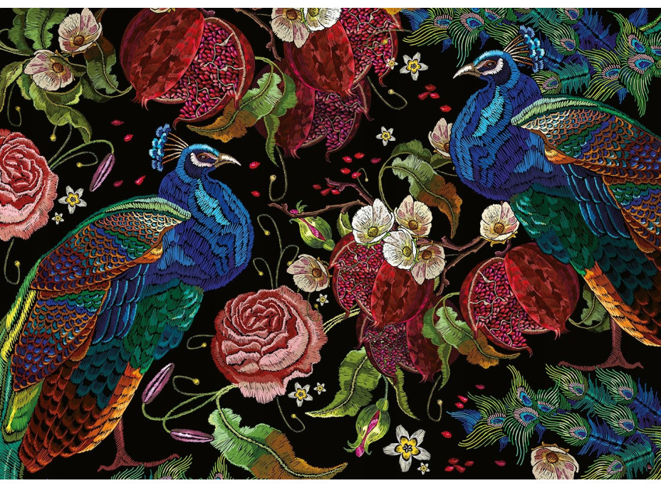 INTERDRUK Puzzle Secret Garden: Pávy medzi ružami 1000 dielikov