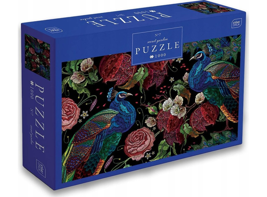 INTERDRUK Puzzle Secret Garden: Pávy medzi ružami 1000 dielikov