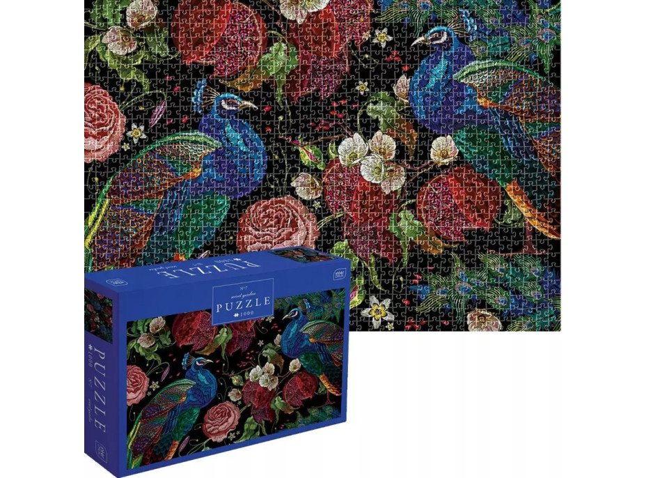 INTERDRUK Puzzle Secret Garden: Pávy medzi ružami 1000 dielikov