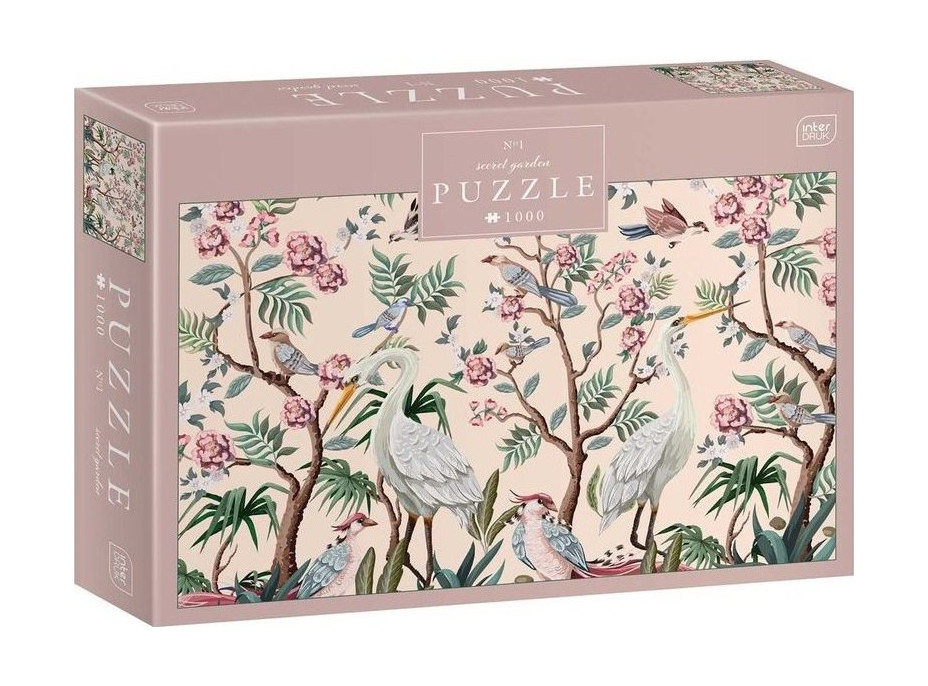 INTERDRUK Puzzle Secret Garden: Vtáky v rozkvitnutých stromoch 1000 dielikov
