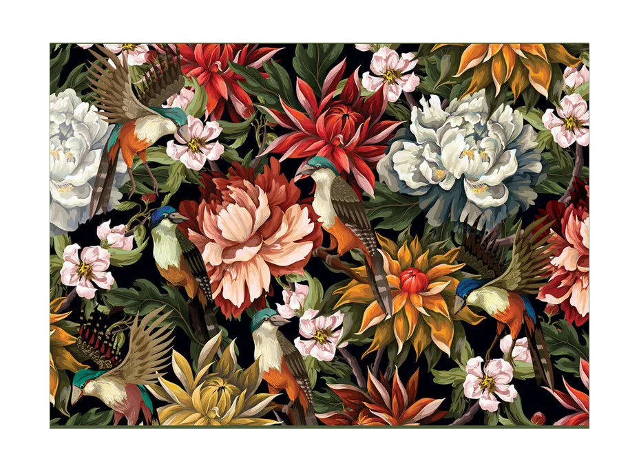 INTERDRUK Puzzle Secret Garden: Vtáky medzi kvetinami 1000 dielikov