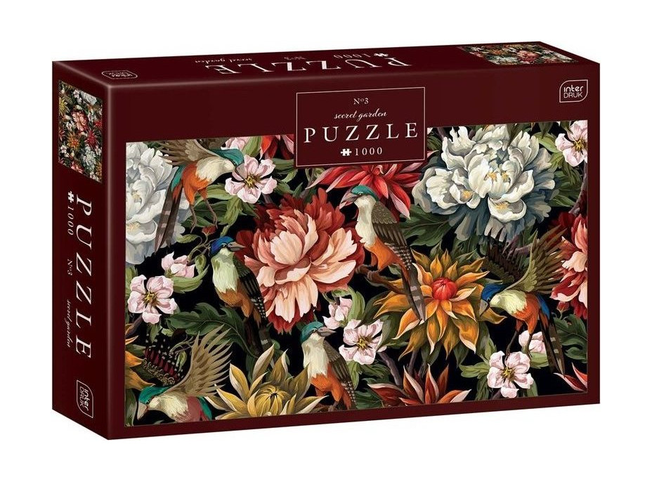 INTERDRUK Puzzle Secret Garden: Vtáky medzi kvetinami 1000 dielikov