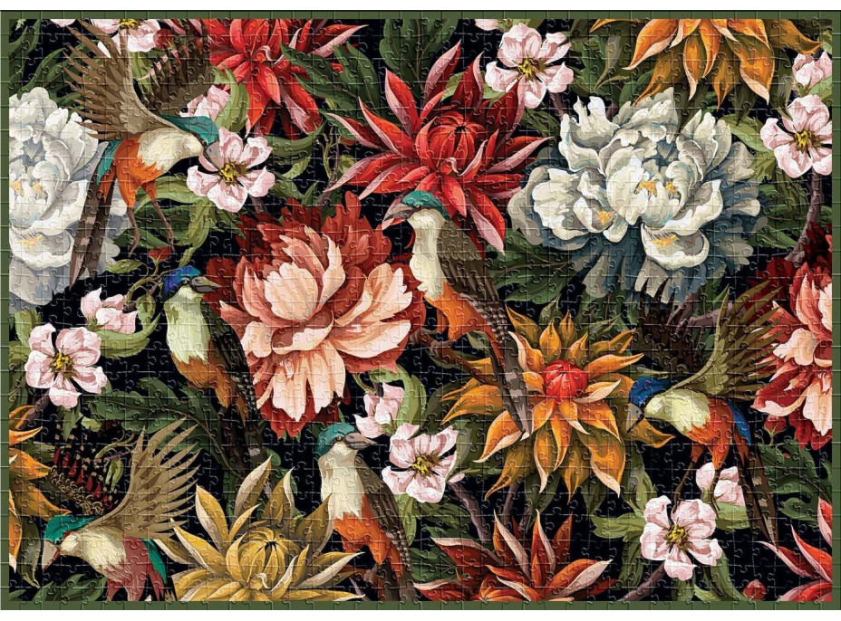 INTERDRUK Puzzle Secret Garden: Vtáky medzi kvetinami 1000 dielikov