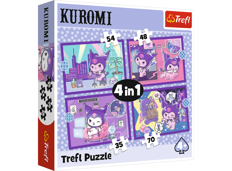 TREFL Puzzle Deň s Kuromi 4v1 (35,48,54,70 dielikov)