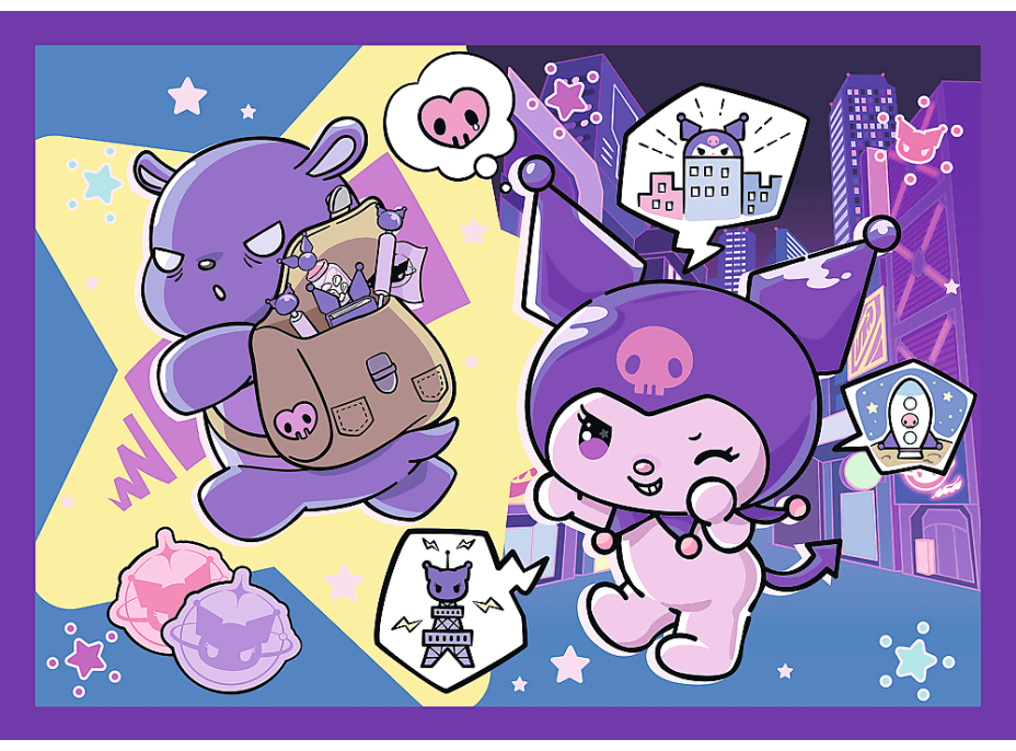 TREFL Puzzle Deň s Kuromi 4v1 (35,48,54,70 dielikov)