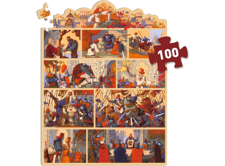 DJECO Puzzle s príbehom Kráľ Artuš 100 dielikov