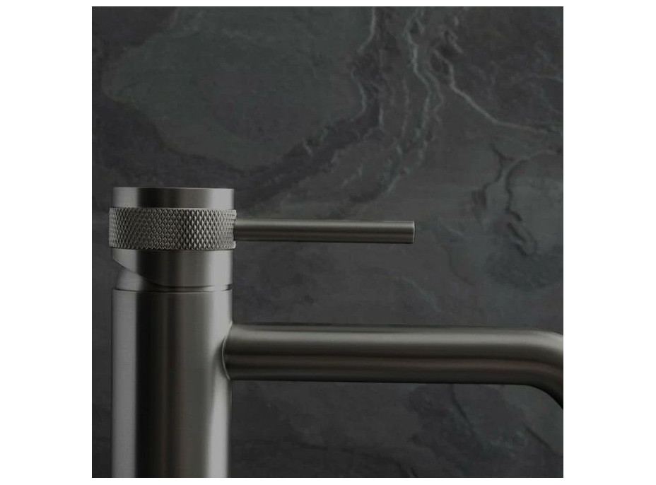 Umývadlová batéria MAXMAX Rea LUNGO GRIP - nízka - gun grey