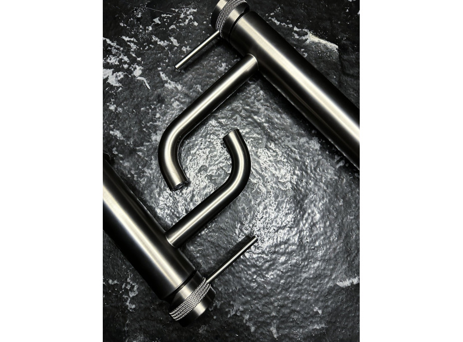 Umývadlová batéria MAXMAX Rea LUNGO GRIP - nízka - gun grey