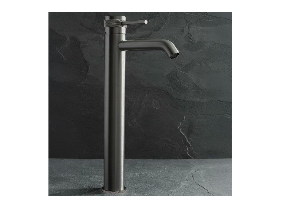 Umývadlová batéria MAXMAX Rea LUNGO GRIP - vysoká - gun grey