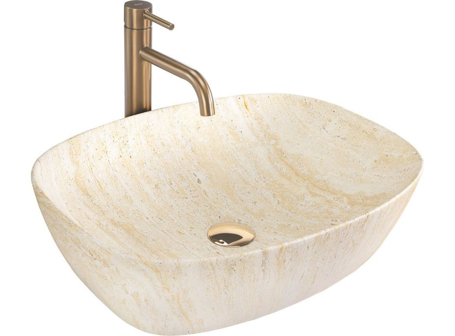 Keramické umývadlo MAXMAX Rea FREJA - TRAVERTINE - imitácia kameňa