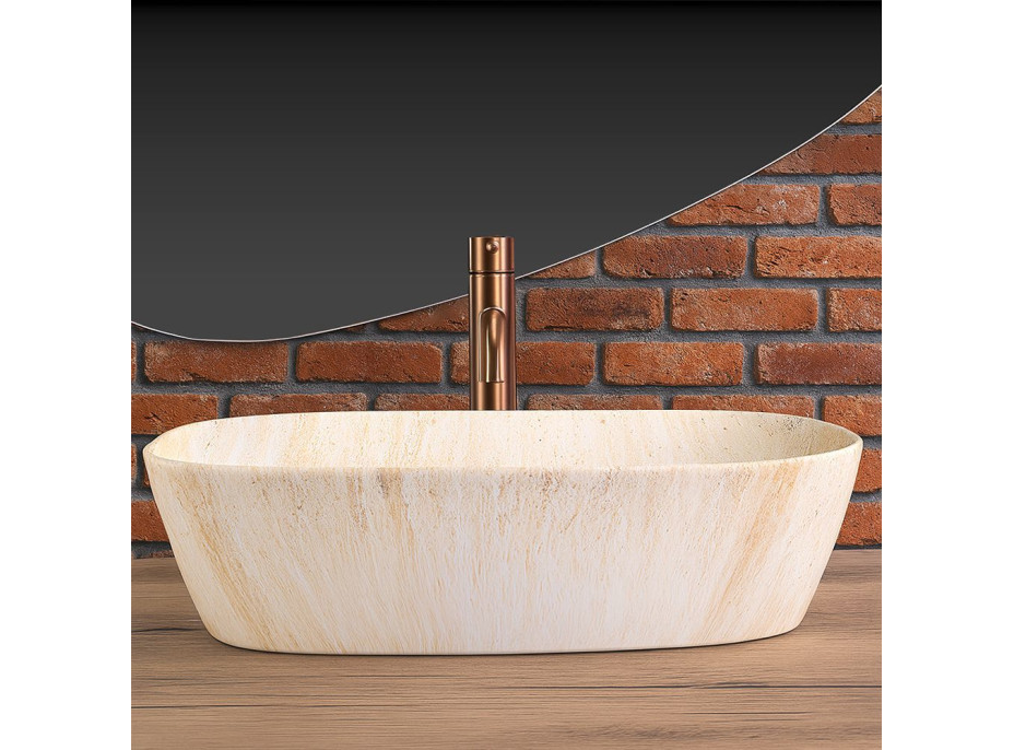 Keramické umývadlo MAXMAX Rea FREJA - TRAVERTINE - imitácia kameňa