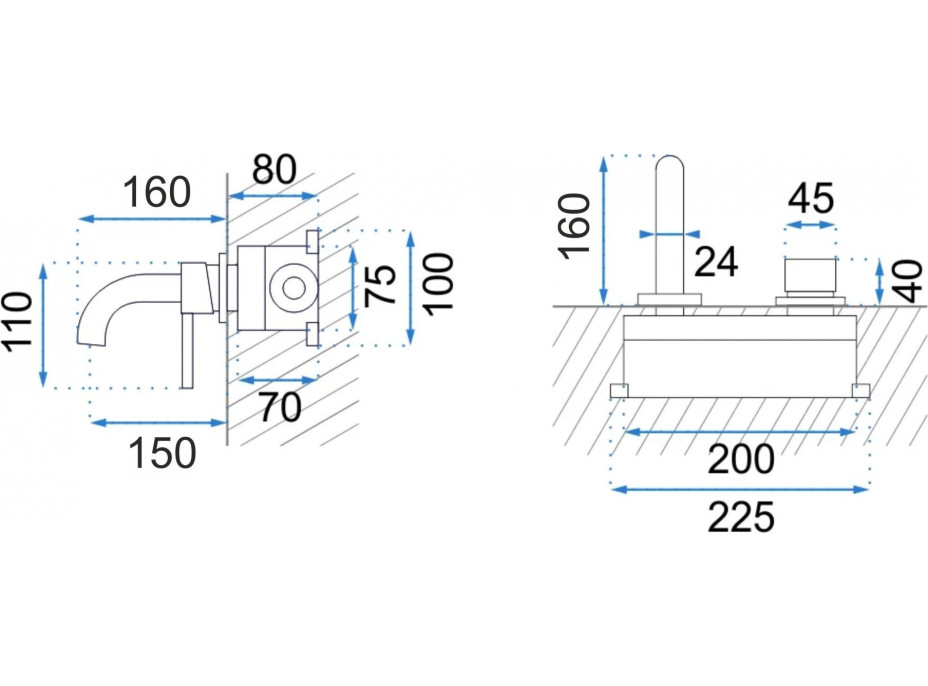 Podomietková batéria MAXMAX Rea LUNGO - brúsená medená