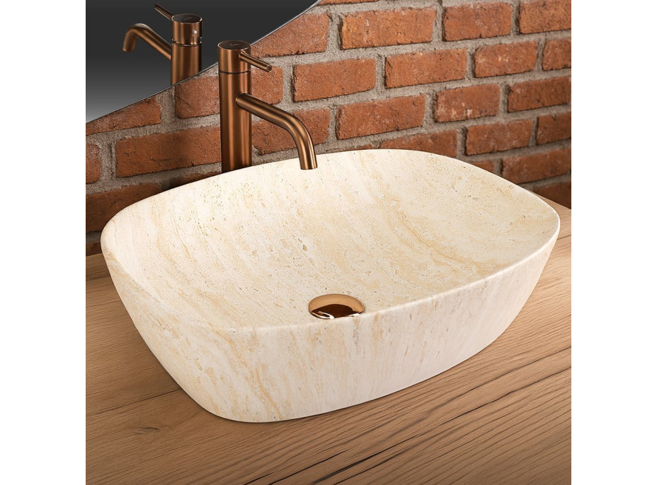Keramické umývadlo MAXMAX Rea FREJA - TRAVERTINE - imitácia kameňa