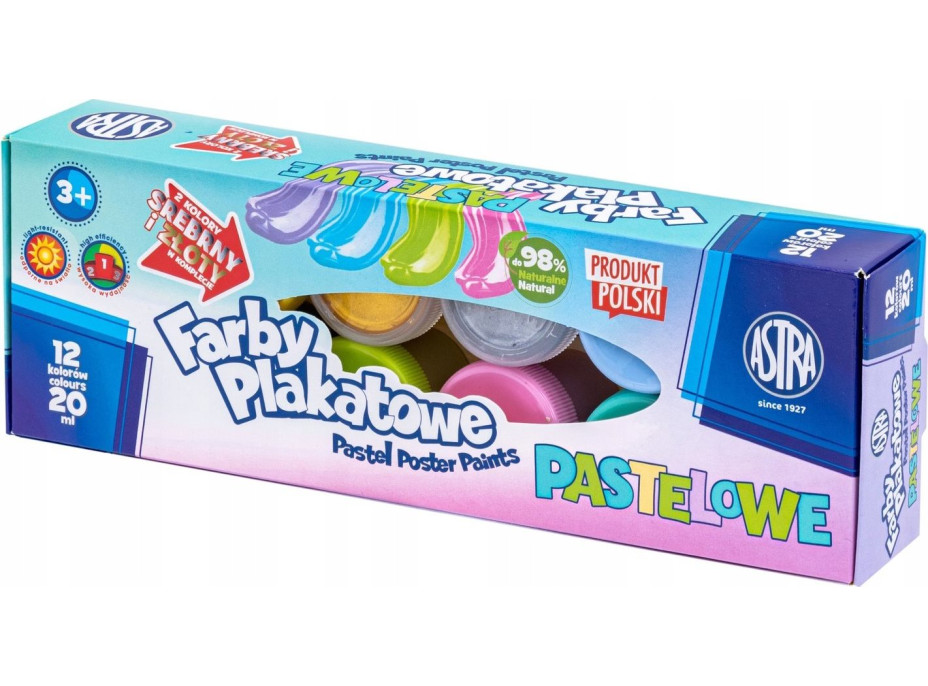 ASTRA Temperové farby 12x20ml pastelové (metalické)