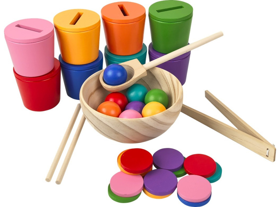 2Kids Toys Dúhové guličky, mince a kalíšky 8 farieb