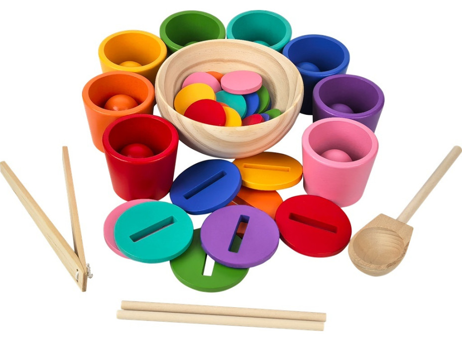 2Kids Toys Dúhové guličky, mince a kalíšky 8 farieb