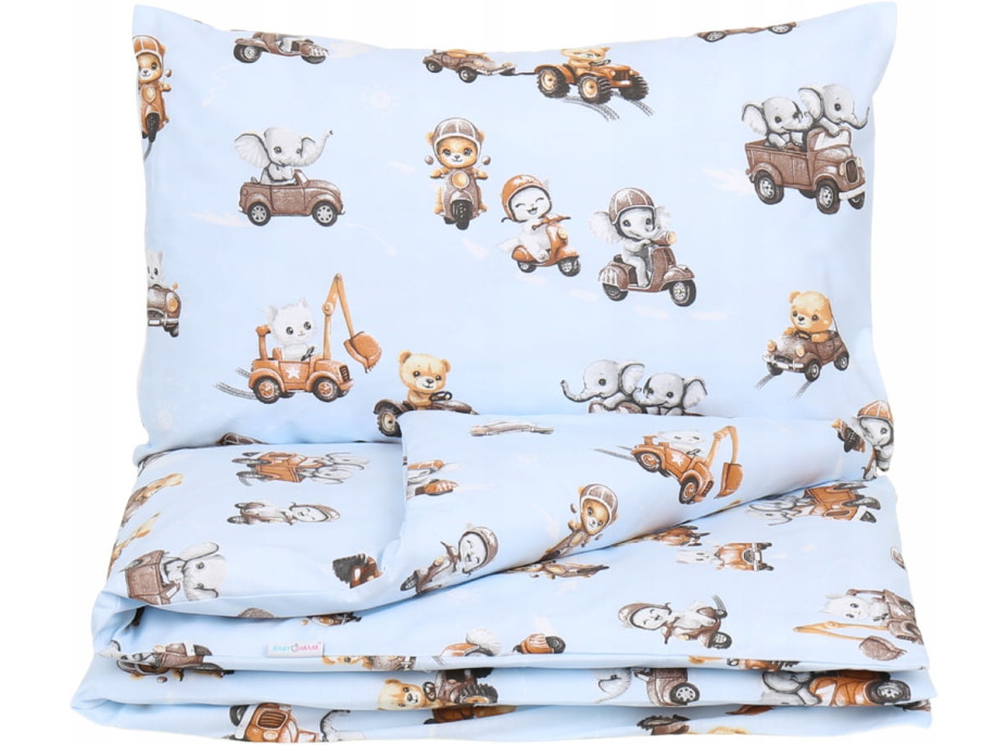 Detské bavlnené obliečky do postieľky 120x90 cm BABYMAM PREMIUM - Preteky zvieratiek
