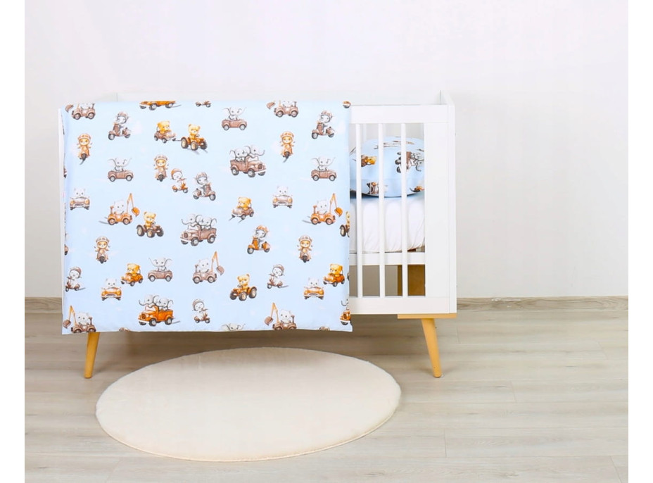 Detské bavlnené obliečky do postieľky 120x90 cm BABYMAM PREMIUM - Preteky zvieratiek