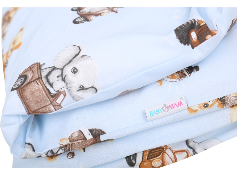 Detské bavlnené obliečky do postieľky 120x90 cm BABYMAM PREMIUM - Preteky zvieratiek