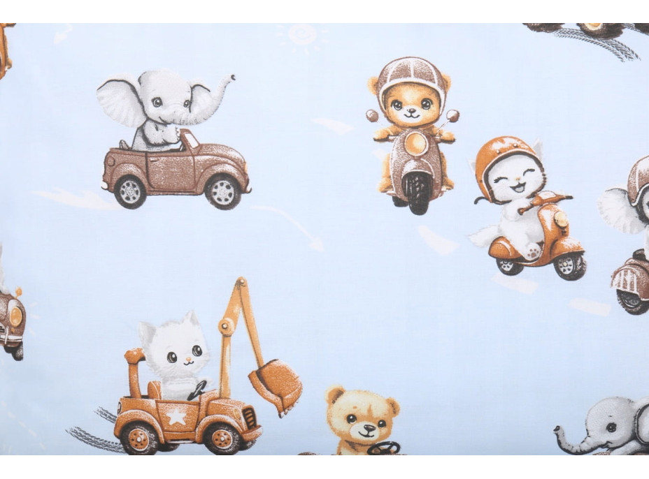 Detské bavlnené obliečky do postieľky 120x90 cm BABYMAM PREMIUM - Preteky zvieratiek