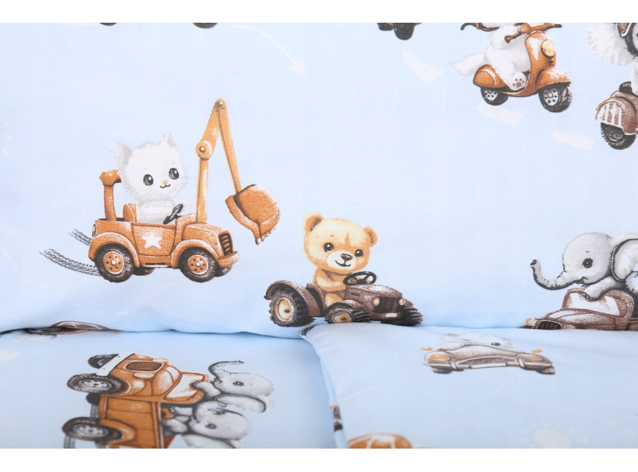 Detské bavlnené obliečky do postieľky 120x90 cm BABYMAM PREMIUM - Preteky zvieratiek