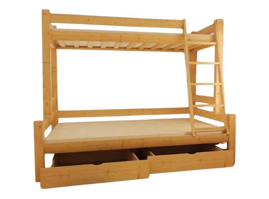 Detská poschodová posteľ s rozšíreným spodným lôžkom z masívu ROBUST 8X8 6A - 200x90 cm