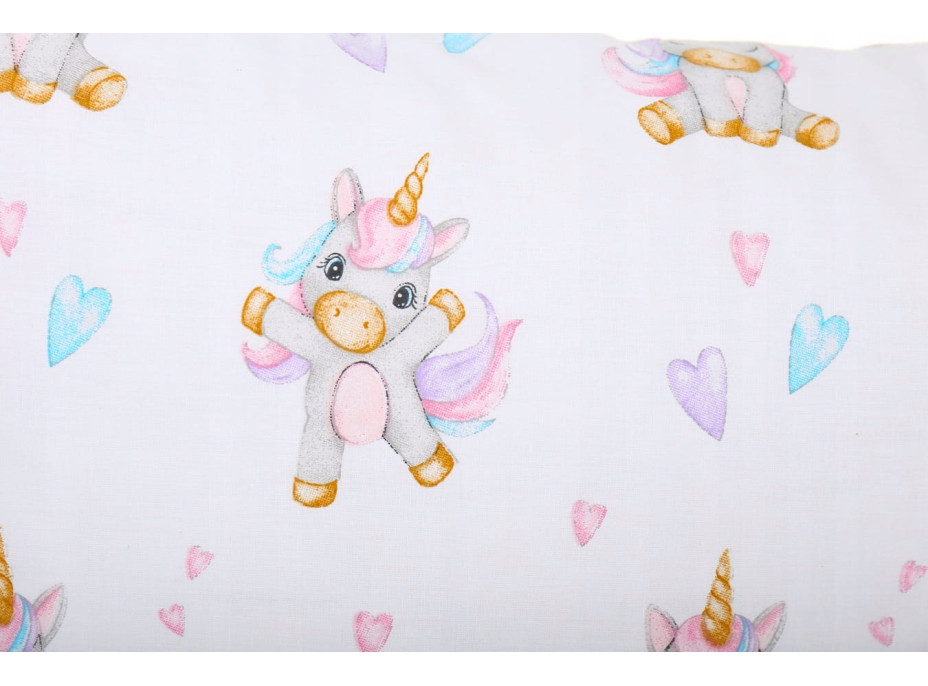 Detské bavlnené obliečky do postieľky 135x100 cm BABYMAM PREMIUM - Veselý jednorožec