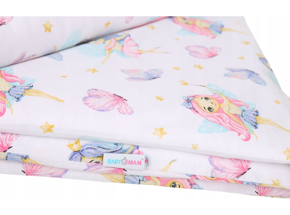 Detské bavlnené obliečky do postieľky 135x100 cm BABYMAM PREMIUM - Víly