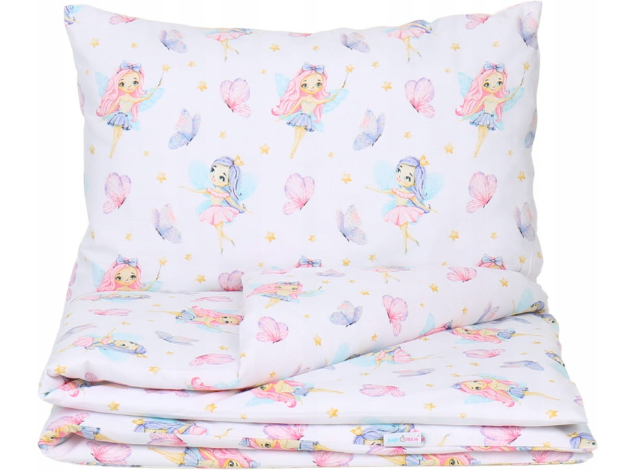 Detské bavlnené obliečky do postieľky 135x100 cm BABYMAM PREMIUM - Víly