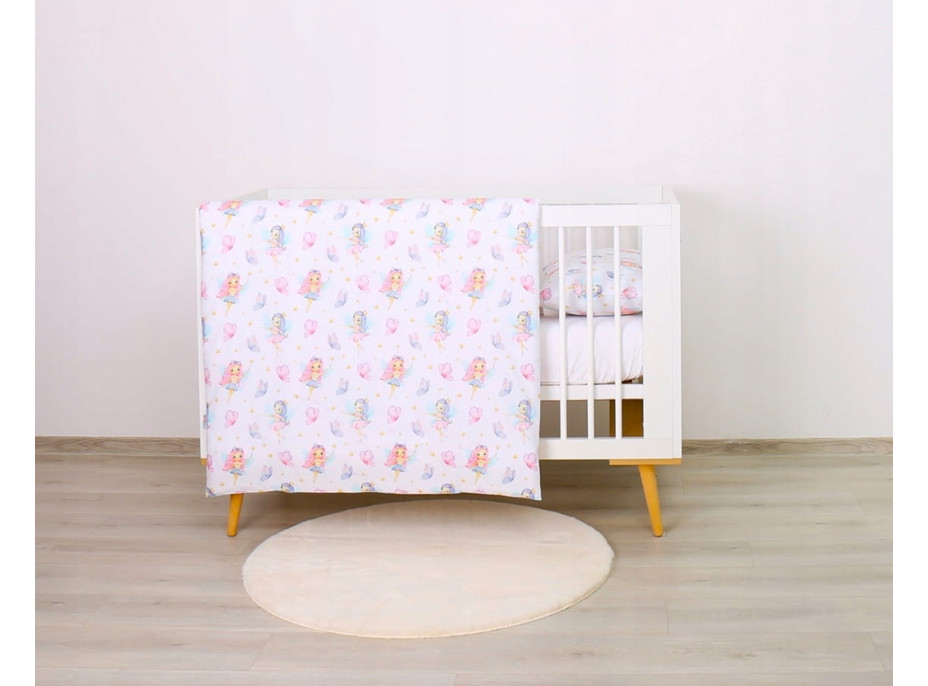 Detské bavlnené obliečky do postieľky 135x100 cm BABYMAM PREMIUM - Víly
