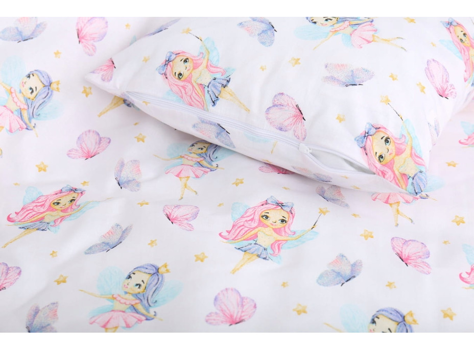 Detské bavlnené obliečky do postieľky 135x100 cm BABYMAM PREMIUM - Víly