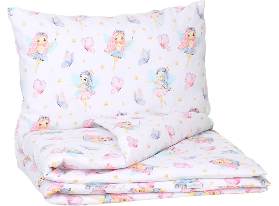 Detské bavlnené obliečky do postieľky 135x100 cm BABYMAM PREMIUM - Víly