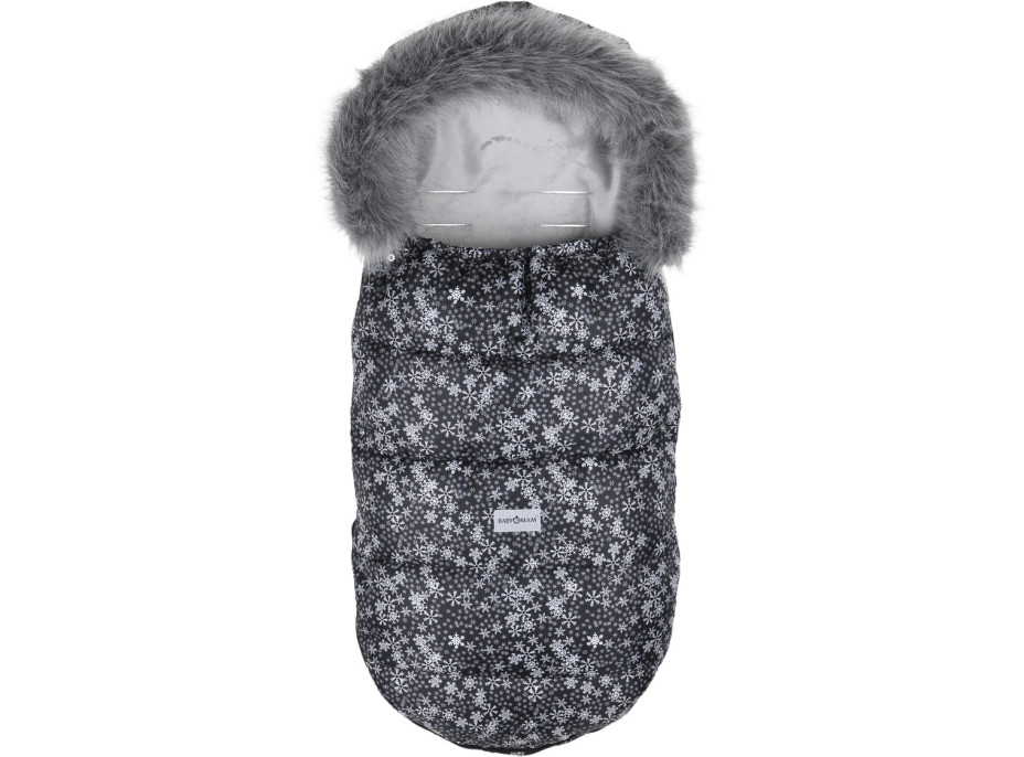 Detský fusak do kočíka BABYMAM Maxi - Vločky/sivý