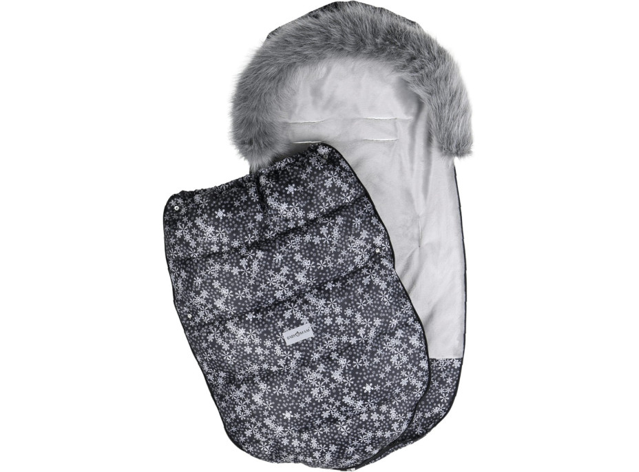 Detský fusak do kočíka BABYMAM Maxi - Vločky/sivý