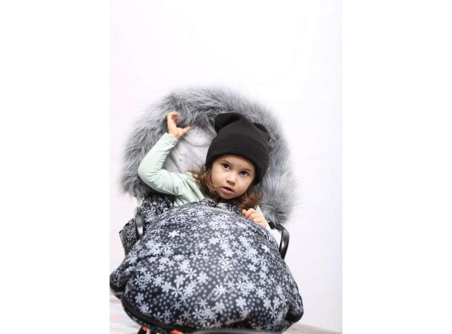 Detský fusak do kočíka BABYMAM Maxi - Vločky/sivý