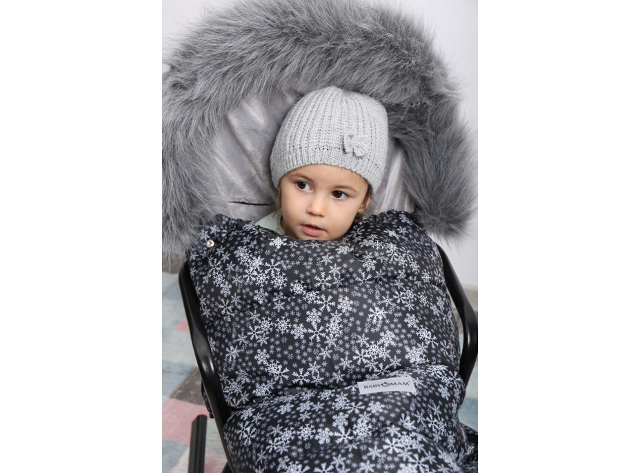 Detský fusak do kočíka BABYMAM Maxi - Vločky/sivý