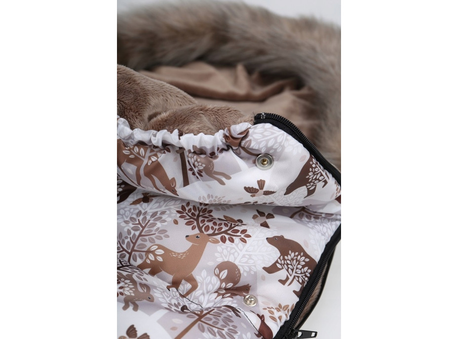 Detský fusak do kočíka BABYMAM Maxi - Zimný les/cappuccino