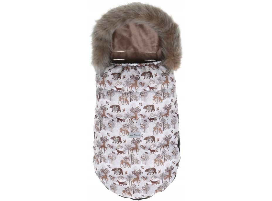 Detský fusak do kočíka BABYMAM Maxi - Zimný les/cappuccino