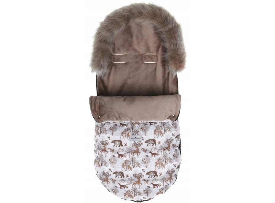 Detský fusak do kočíka BABYMAM Maxi - Zimný les/cappuccino