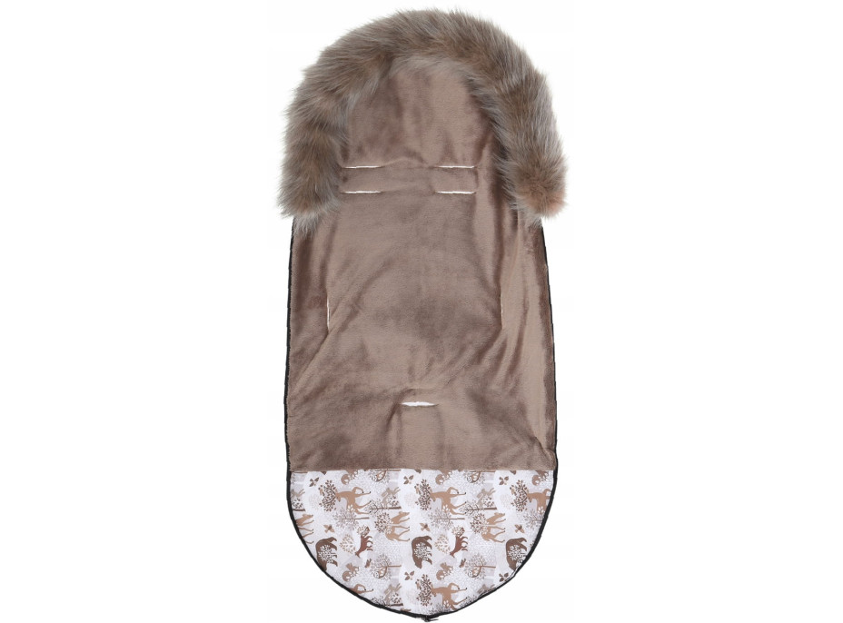 Detský fusak do kočíka BABYMAM Maxi - Zimný les/cappuccino