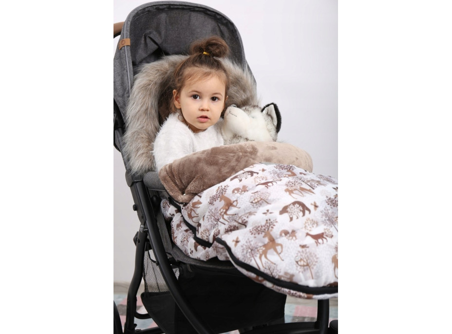 Detský fusak do kočíka BABYMAM Maxi - Zimný les/cappuccino