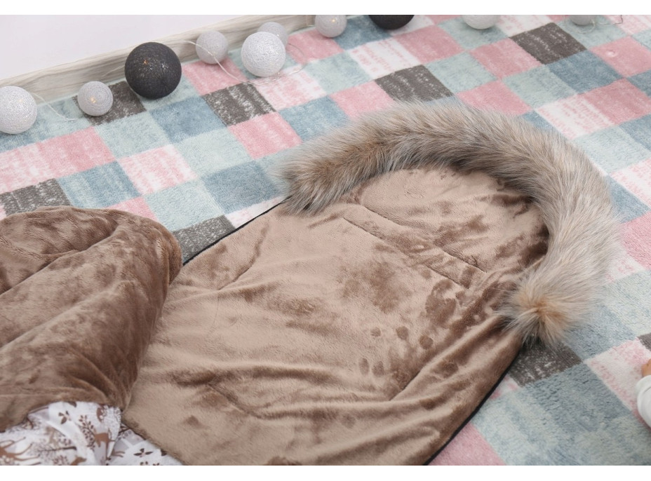 Detský fusak do kočíka BABYMAM Maxi - Zimný les/cappuccino