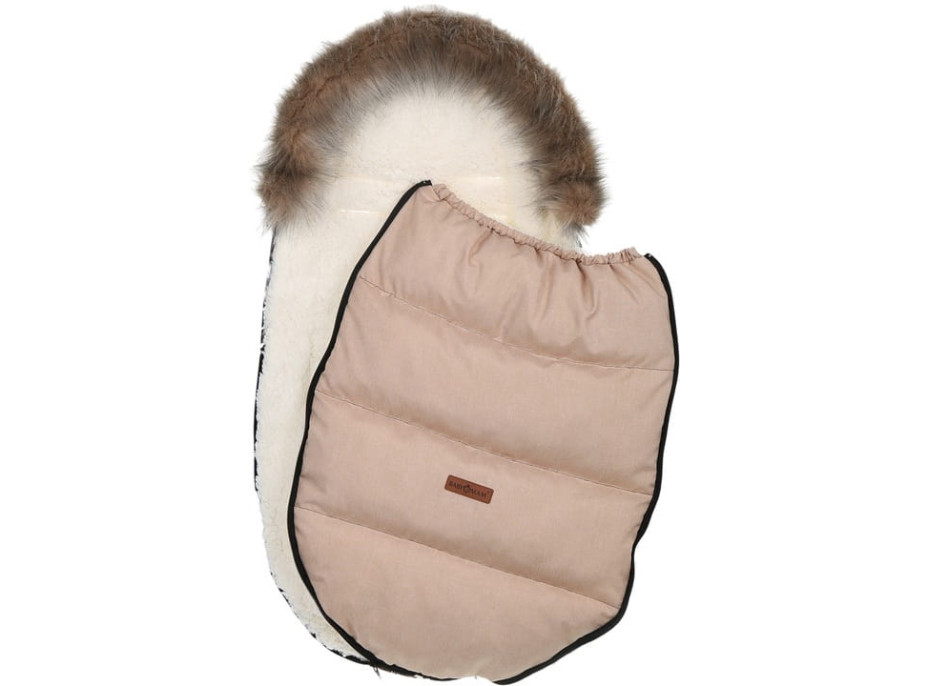 Detský fusak do kočíka BABYMAM Premium - Cappuccino/baránok ecru