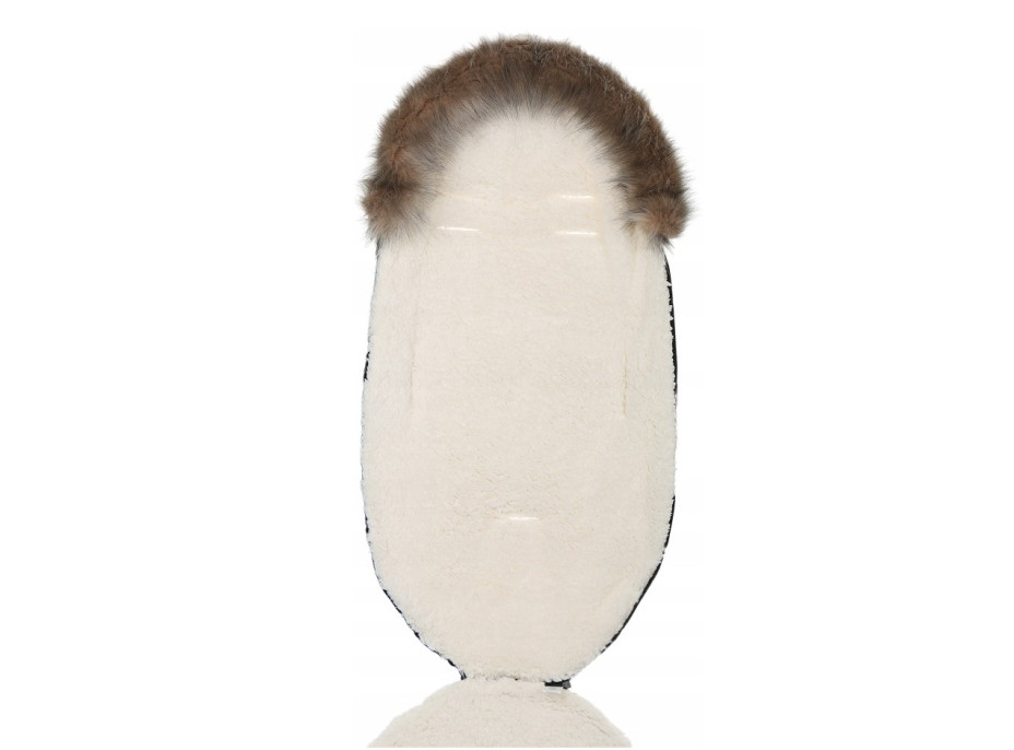 Detský fusak do kočíka BABYMAM Premium - Cappuccino/baránok ecru