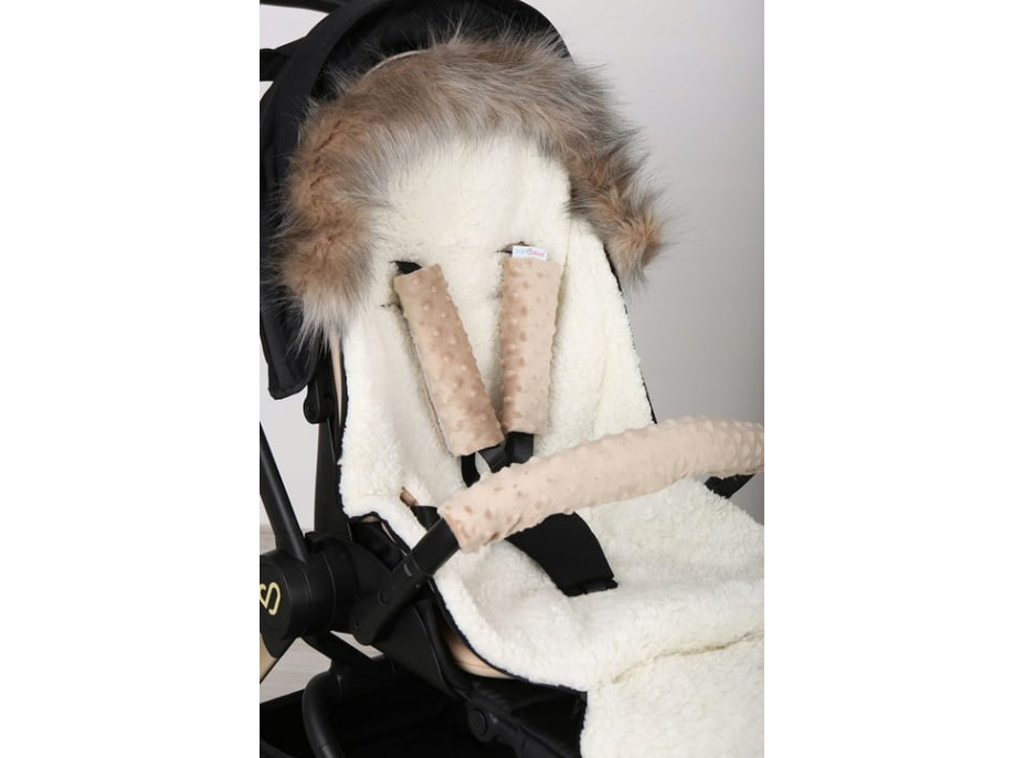 Detský fusak do kočíka BABYMAM Premium - Cappuccino/baránok ecru