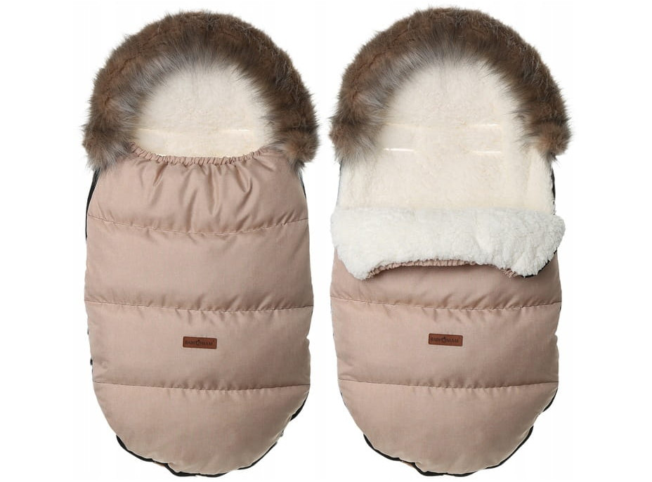 Detský fusak do kočíka BABYMAM Premium - Cappuccino/baránok ecru